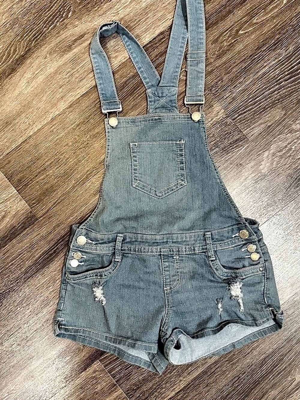 Almost Famous Denim Short Overalls Size 7
